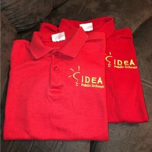 2 - Red Polo Shirts with IDEA Public Schools Logo